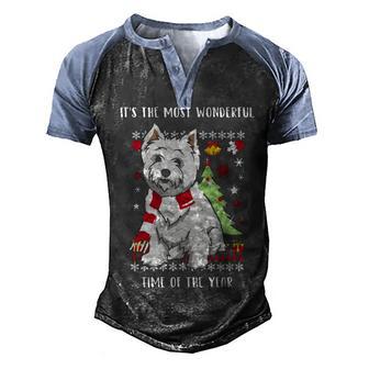 West Highland White Terrier Xmas Men's Henley Shirt Raglan Sleeve 3D Print T-shirt - Thegiftio UK