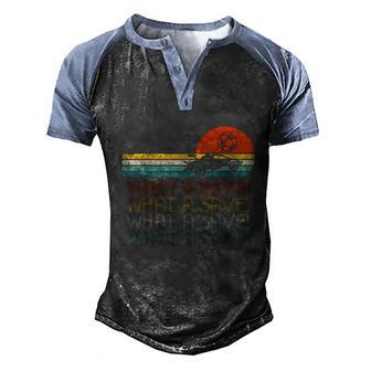 What A Save Vintage Retro Rocket Soccer Car League Men's Henley Shirt Raglan Sleeve 3D Print T-shirt - Thegiftio UK