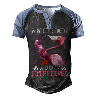 What Day Is Today Who Cares Im Retired Coffee Flamingo Men's Henley Shirt Raglan Sleeve 3D Print T-shirt - Thegiftio UK