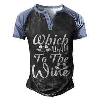 Which Way To The Wine Halloween Quote Graphic Design Printed Casual Daily Basic Men's Henley Shirt Raglan Sleeve 3D Print T-shirt - Thegiftio UK