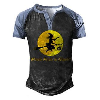 Which Witch Is Which Funny Halloween Graphic Design Printed Casual Daily Basic Men's Henley Shirt Raglan Sleeve 3D Print T-shirt - Thegiftio UK