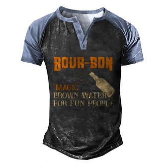Whiskey Bourbon Definition Magic Brown Water For Fun People Gift Graphic Design Printed Casual Daily Basic Men's Henley Shirt Raglan Sleeve 3D Print T-shirt - Thegiftio UK