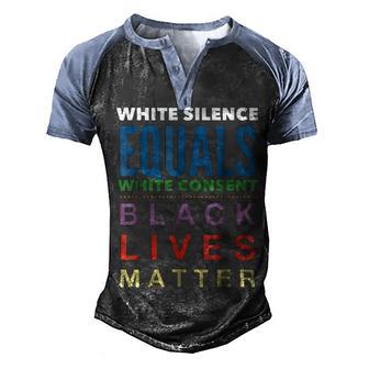 White Silence Equals White Consent 2 Men's Henley Shirt Raglan Sleeve 3D Print T-shirt - Thegiftio UK