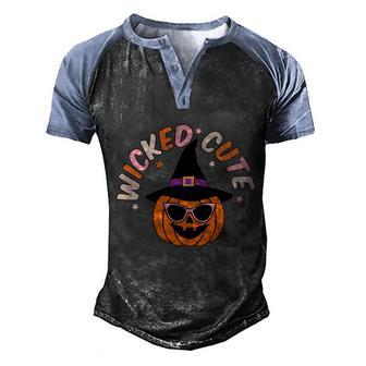Wicked Cute Pumpkin Halloween Quote Graphic Design Printed Casual Daily Basic Men's Henley Shirt Raglan Sleeve 3D Print T-shirt - Thegiftio UK