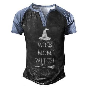 Wife Mom Witch Hallowen Quote Graphic Design Printed Casual Daily Basic Men's Henley Shirt Raglan Sleeve 3D Print T-shirt - Thegiftio UK
