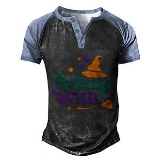 Winey Witch Witch Hat Witchs Broom Halloween Quote Graphic Design Printed Casual Daily Basic Men's Henley Shirt Raglan Sleeve 3D Print T-shirt - Thegiftio UK