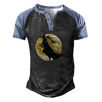 Witch And The Moon Graphic Design Printed Casual Daily Basic Men's Henley Shirt Raglan Sleeve 3D Print T-shirt - Thegiftio UK