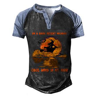 Witch Riding Brooms On A Dark Desert Highways Halloween Graphic Design Printed Casual Daily Basic Men's Henley Shirt Raglan Sleeve 3D Print T-shirt - Thegiftio UK
