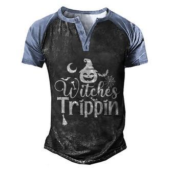 Witches Trippin Pumpkin Broom Halloween Quote Graphic Design Printed Casual Daily Basic Men's Henley Shirt Raglan Sleeve 3D Print T-shirt - Thegiftio UK