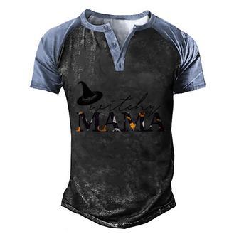 Witchy Mama Witch Hat Halloween Quote Graphic Design Printed Casual Daily Basic Men's Henley Shirt Raglan Sleeve 3D Print T-shirt - Thegiftio UK