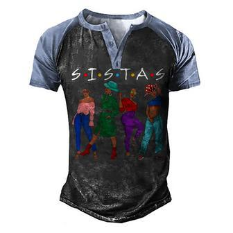 Womens Black Friends Sister Melanin Black Pride Black History Month Men's Henley Shirt Raglan Sleeve 3D Print T-shirt - Thegiftio UK