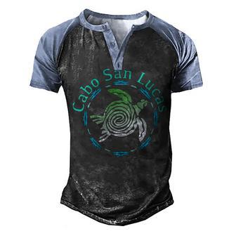 Womens Cabo San Lucas Vintage Tribal Turtle Gift V Neck Men's Henley Shirt Raglan Sleeve 3D Print T-shirt - Thegiftio UK
