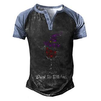 Womens Drink Up Witches Witch Squad Wine Glass Halloween Graphic Design Printed Casual Daily Basic Men's Henley Shirt Raglan Sleeve 3D Print T-shirt - Thegiftio UK