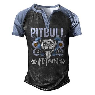 Womens Funny Pitbull Mom Graphic For Women Pitbull Owner Breeder Men's Henley Shirt Raglan Sleeve 3D Print T-shirt - Thegiftio UK