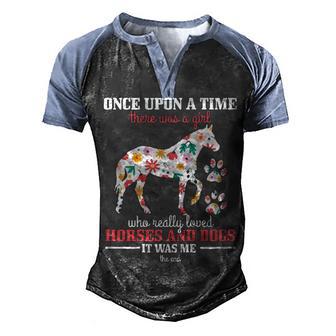 Womens Horses & Dogs Funny Horse Riding Horse Girl Gift Men's Henley Shirt Raglan Sleeve 3D Print T-shirt - Thegiftio UK