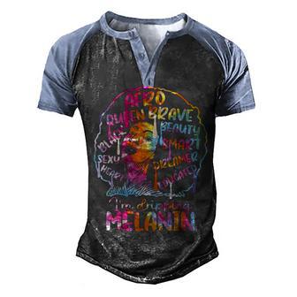Womens Im Dripping Melanin Black Woman Queen Men's Henley Shirt Raglan Sleeve 3D Print T-shirt - Thegiftio UK