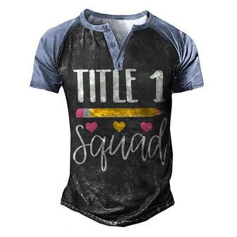 Womens Title 1 Squad Cute Title 1 Reading Teacher Gift V Neck Men's Henley Shirt Raglan Sleeve 3D Print T-shirt - Thegiftio UK