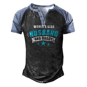 Worlds Best Husband And Daddy Gift Men's Henley Shirt Raglan Sleeve 3D Print T-shirt - Thegiftio UK
