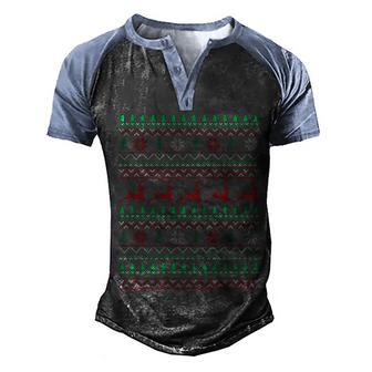 Xmas Funny Christmas Ugly Christmas Sweater Graphic Design Printed Casual Daily Basic Men's Henley Shirt Raglan Sleeve 3D Print T-shirt - Thegiftio UK