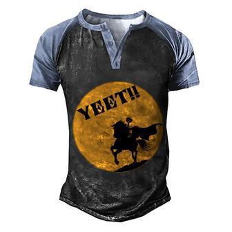 Yeet Headless Horseman Funny Halloween Graphic Design Printed Casual Daily Basic Men's Henley Shirt Raglan Sleeve 3D Print T-shirt - Thegiftio UK