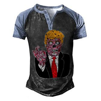 Zombie Donald Trump Funny Halloween Graphic Design Printed Casual Daily Basic Men's Henley Shirt Raglan Sleeve 3D Print T-shirt - Thegiftio UK