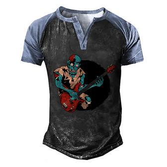 Zombie Playing Bass Graphic Design Printed Casual Daily Basic V2 Men's Henley Shirt Raglan Sleeve 3D Print T-shirt - Thegiftio UK