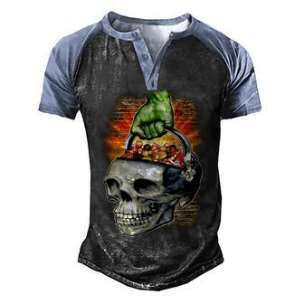 Zombie Skull Candy Bucket Graphic Design Printed Casual Daily Basic Men's Henley Shirt Raglan Sleeve 3D Print T-shirt - Thegiftio UK