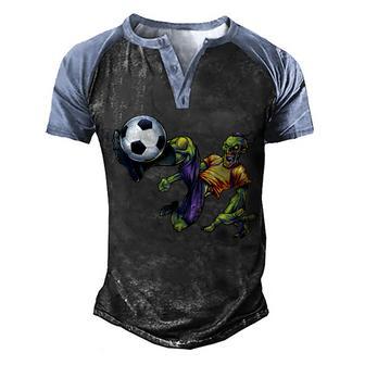 Zombie Soccer Kick Graphic Design Printed Casual Daily Basic Men's Henley Shirt Raglan Sleeve 3D Print T-shirt - Thegiftio UK