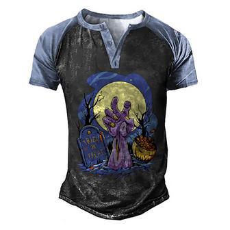 Zombie Trick Or Treat Spooky Halloween Graphic Design Printed Casual Daily Basic Men's Henley Shirt Raglan Sleeve 3D Print T-shirt - Thegiftio UK
