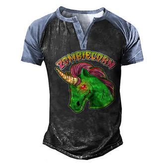 Zombiecorn Zombie Unicorn Graphic Design Printed Casual Daily Basic Men's Henley Shirt Raglan Sleeve 3D Print T-shirt - Thegiftio UK