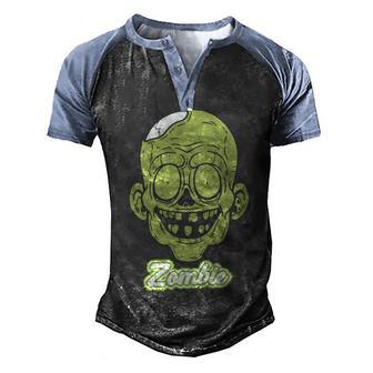 Zomie Smile Halloween T- Men's Henley Shirt Raglan Sleeve 3D Print T-shirt - Thegiftio UK