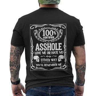 100 Certified Ahole Funny Adult Tshirt Men's Crewneck Short Sleeve Back Print T-shirt - Monsterry UK
