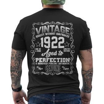 100Th Birthday Vintage 1922 Aged To Perfection Genuine Men's Crewneck Short Sleeve Back Print T-shirt - Monsterry DE