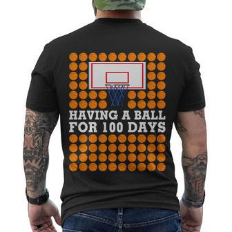 100Th Day Of School Basketball Balls 100 Basket Balls Basketball Hoop Men's Crewneck Short Sleeve Back Print T-shirt - Monsterry UK