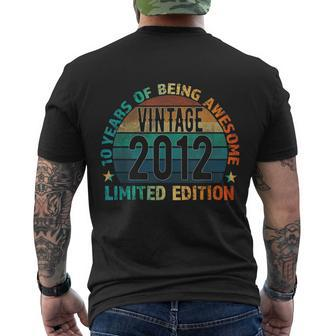 10Th Birthday Gift Kids Vintage 2012 10 Years Old Colored Men's Crewneck Short Sleeve Back Print T-shirt - Monsterry