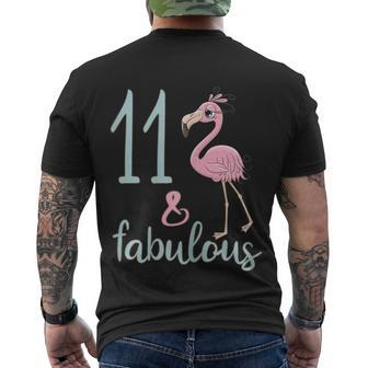 11Th Bday Outfit Fabulous Flamingo 11 Year Old Birthday Men's T-shirt Back Print - Thegiftio UK