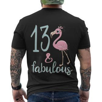 13Th Birthday Flamingo Outfit Girls 13 Year Old Bday Men's Crewneck Short Sleeve Back Print T-shirt - Monsterry DE