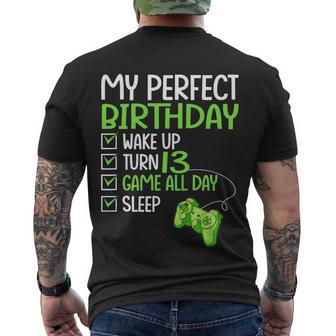 13Th Perfect Birthday Boys Gaming 13 Years Old Gifts Gamer Tshirt Men's Crewneck Short Sleeve Back Print T-shirt - Monsterry