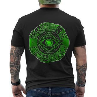 15 Fears Wheel Evil Green Eye Tshirt Men's Crewneck Short Sleeve Back Print T-shirt - Monsterry
