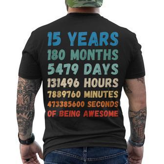 15Th Birthday 15 Years Of Being Awesome Wedding Anniversary Men's T-shirt Back Print - Seseable