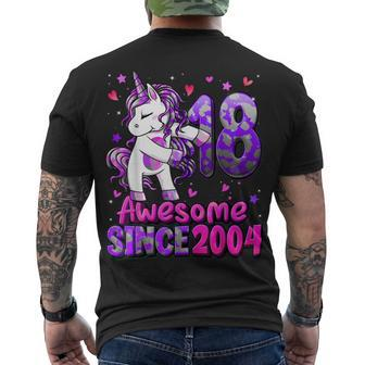 18 Years Old Unicorn Flossing 18Th Birthday Girl Unicorn Men's T-shirt Back Print - Seseable
