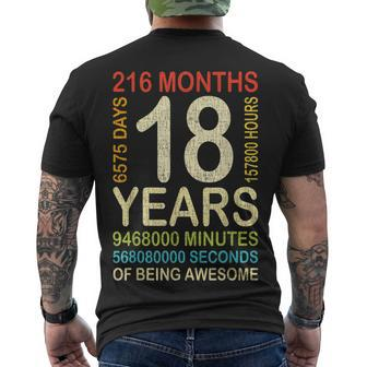 18Th Birthday 18 Years Old Vintage Retro 216 Months Boy Girl Men's T-shirt Back Print - Seseable