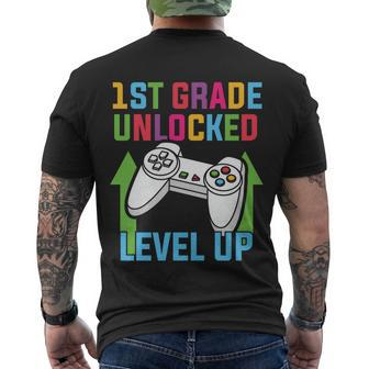 1St Grade Unlocked Level Up Back To School First Day Of School Men's Crewneck Short Sleeve Back Print T-shirt - Monsterry