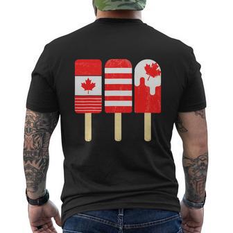 1St Of July Popsicle Red White Funny Canadian Flag Patriotic Men's Crewneck Short Sleeve Back Print T-shirt - Monsterry