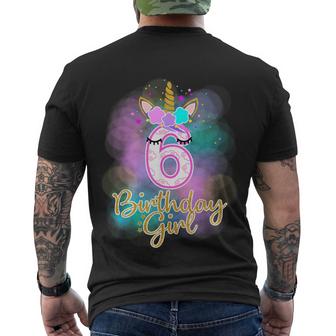6Th Unicorn Birthday Girl Six Years Old Party Graphic Design Printed Casual Daily Basic Men's Crewneck Short Sleeve Back Print T-shirt