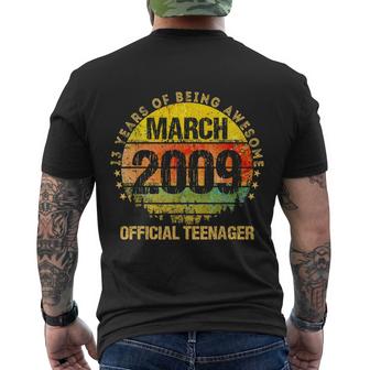 13Th Birthday March 2009 Teenager 13 Years Old Graphic Design Printed Casual Daily Basic Men's Crewneck Short Sleeve Back Print T-shirt