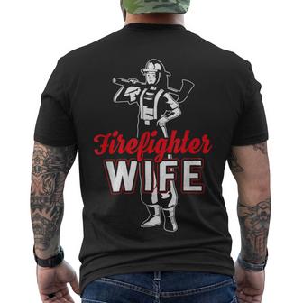 Firefighter Wildland Fireman Volunteer Firefighter Wife Fire Department_ Men's Crewneck Short Sleeve Back Print T-shirt