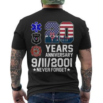 20Th Anniversary 9112001 Never Forget 911 Tshirt Men's Crewneck Short Sleeve Back Print T-shirt - Monsterry AU