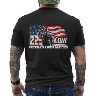 22 Per Day Veteran Lives Matter Suicide Awareness Usa Flag Men's T-shirt Back Print - Thegiftio UK
