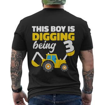 3 Year Old Boy Construction Party Bulldozer 3Rd Birthday Men's T-shirt Back Print - Thegiftio UK